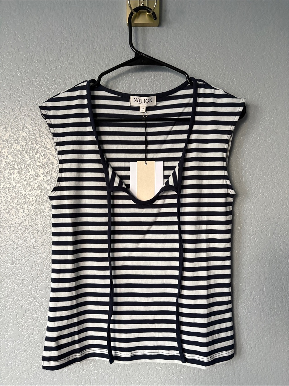 Nation Los Angeles Women’s Navy and White Striped Scoop Neck Tank